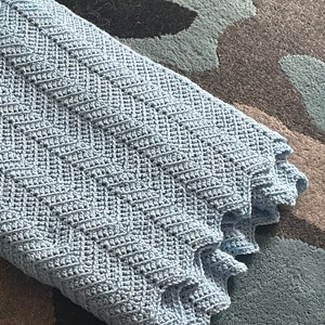Large Baby Blue Handmade Crochet Blanket