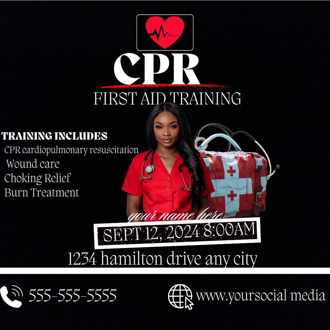 CPR First Aid Training Flyer Template (DIY Canva) - Etsy