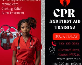 CPR & First Aid Flyer Template | Medical Service DIY (Canva)