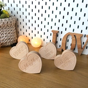 Customizable Wood Conversation Hearts Decor Romantic Valentine's Day Gift for Him  DIY Tiered Tray Decoration