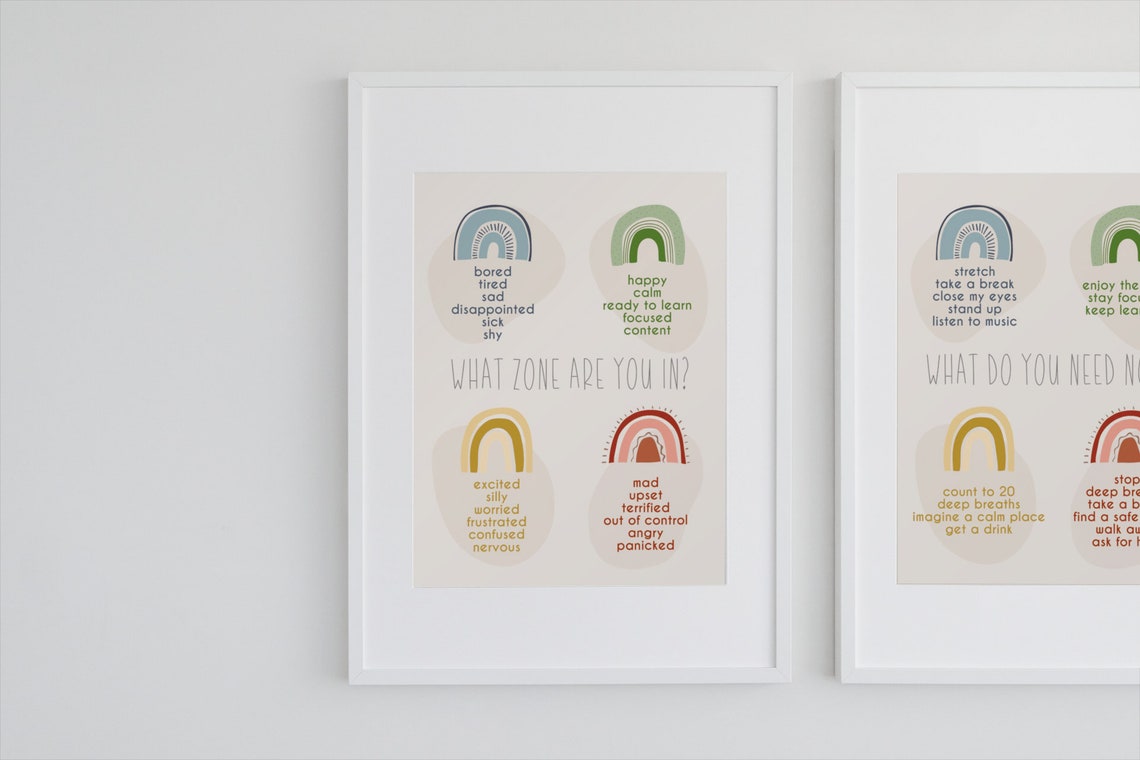 Zones of Regulation Rainbows Printable, Calm Down Corner, School