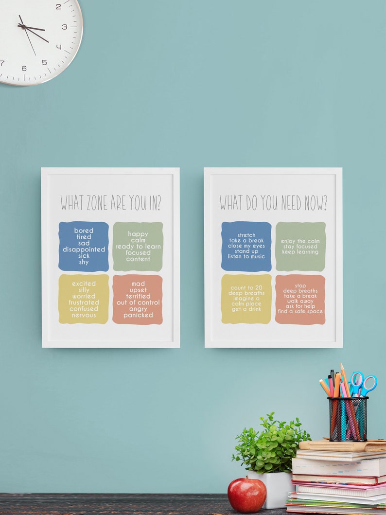 Zones of Regulation Poster, Classroom Calm Down Corner, Coping