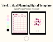 Digital Weekly Meal Planning Template | Meal Planning Digital Template with Grocery List for GoodNotes on iPad | iPad Portrait Template
