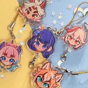 Genshin Mix&Match Acrylic Charms - 1.5&quot; - Inazuma - Raiden, Kokomi, Kazuha, Gorou, Itto