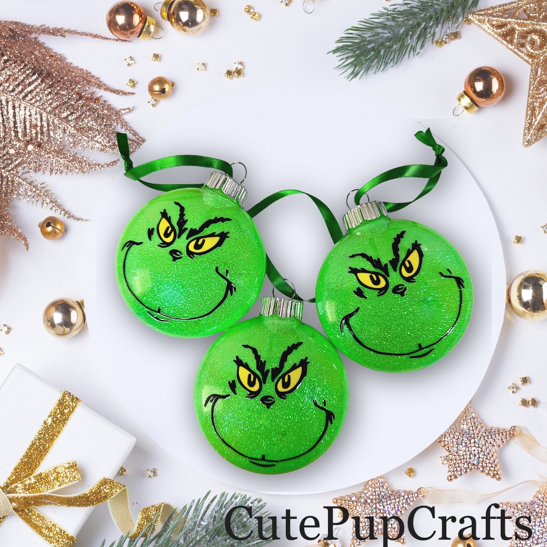 3” Grinch Glitter Ornament - Etsy