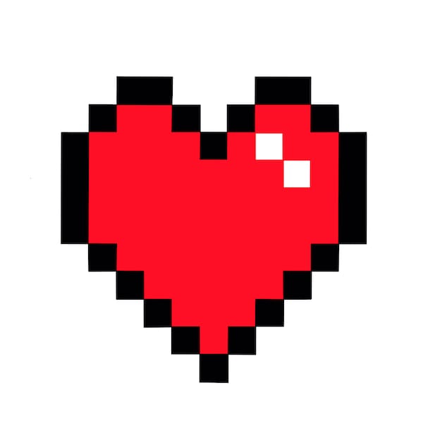 Pixel Heart  Instant Download  SVG, PNG, EPS, dxf,  jpg Digital Download