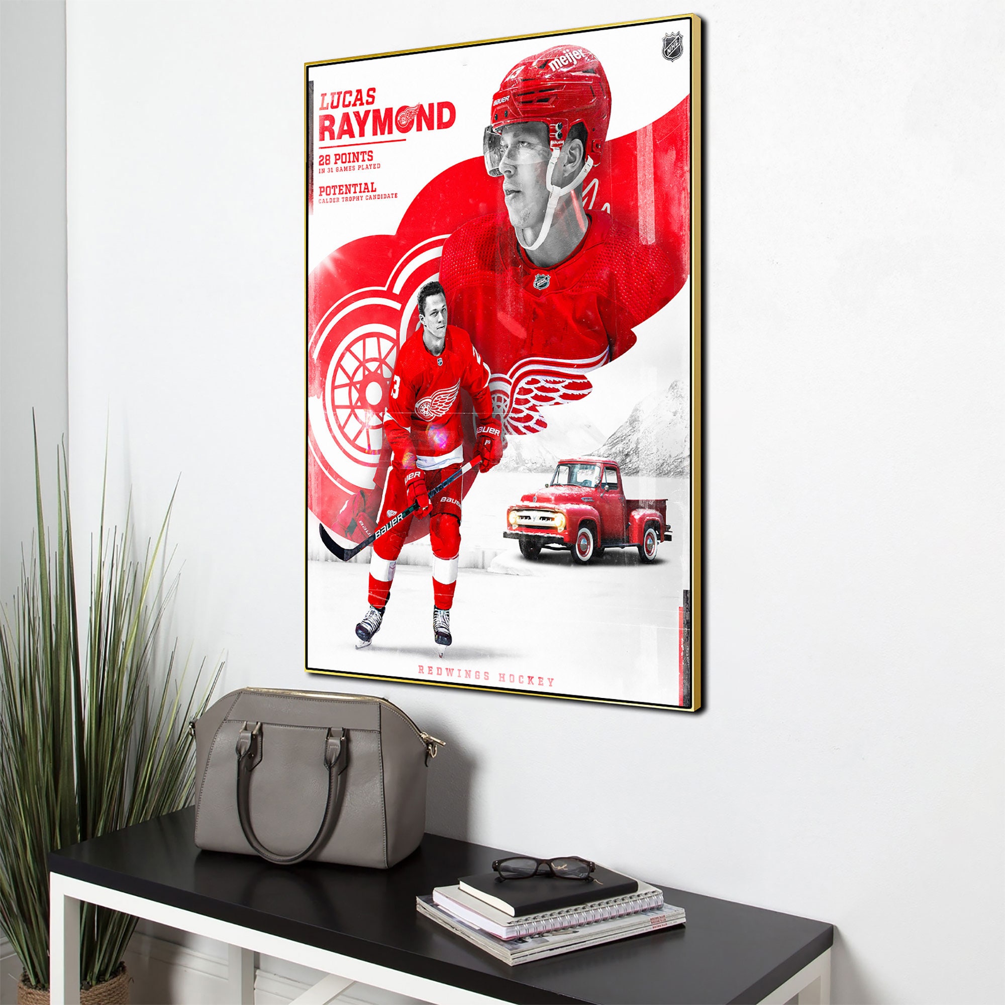 Lucas Raymond Poster Detroit Red Wings NHL Sports Print 