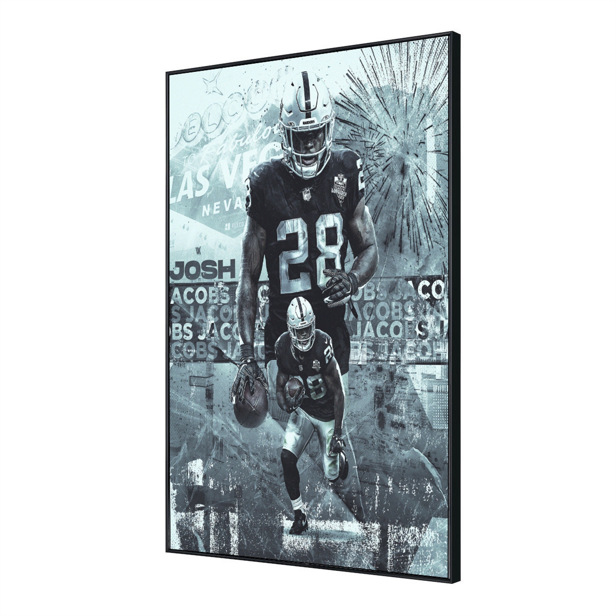 Josh Jacobs Poster Las Vegas Raiders Football Painting Canvas - Canvas -  Ducicanvas