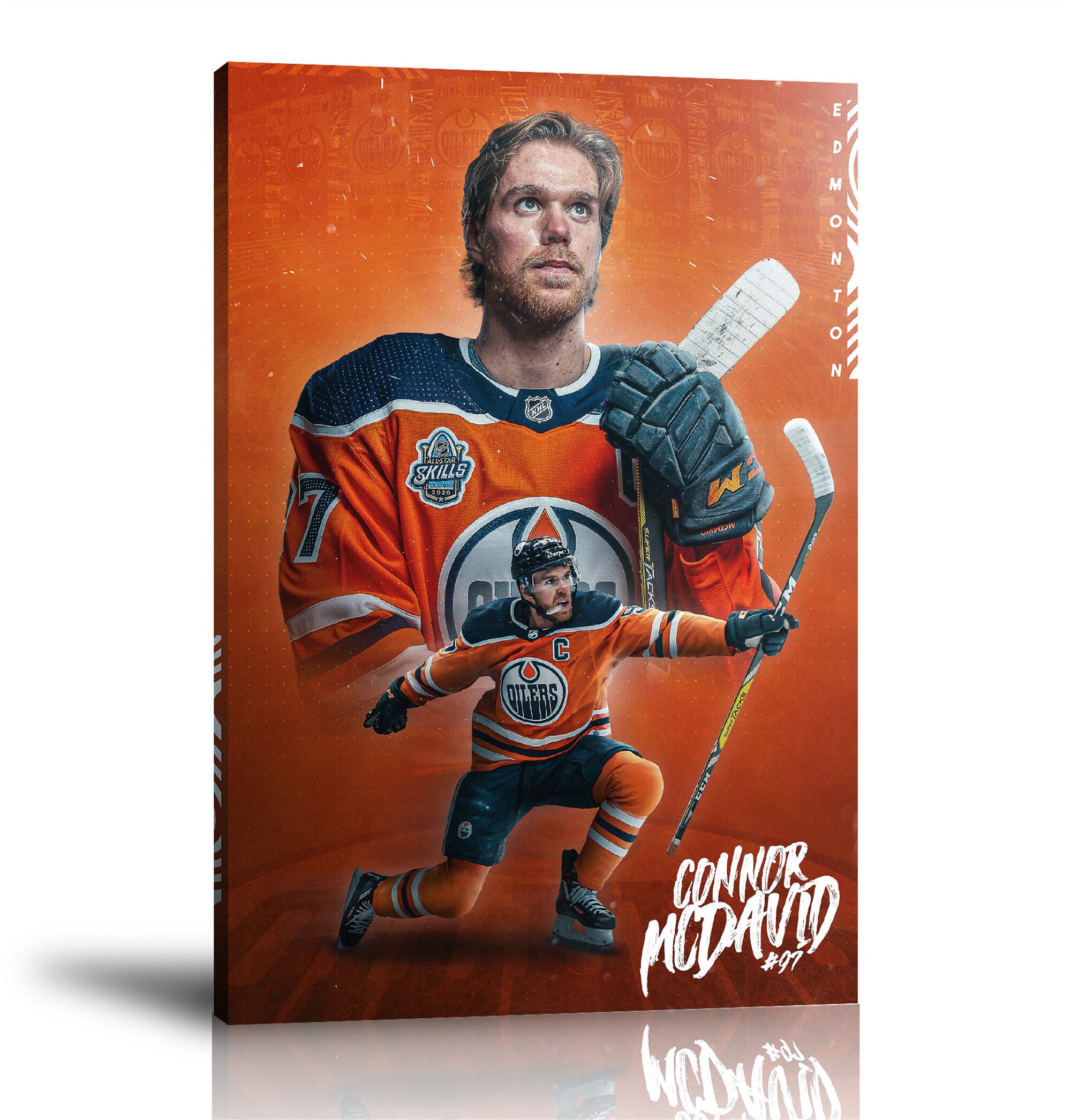 Connor McDavid Poster Edmonton Oilers Ice Hockey Painting Hand