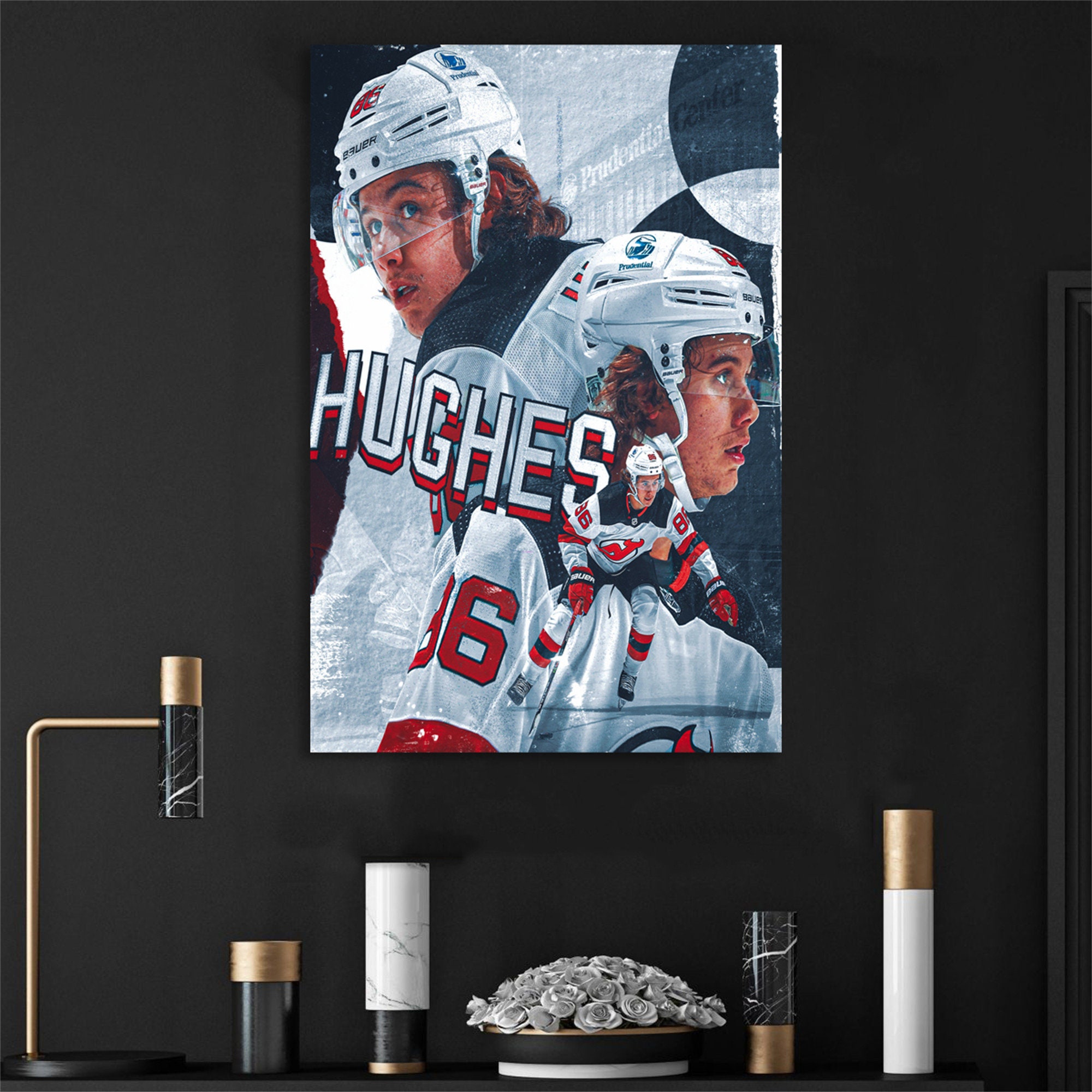 New Jersey Devils: Jack Hughes 2021 Poster - NHL Removable Adhesive Wall Decal Large