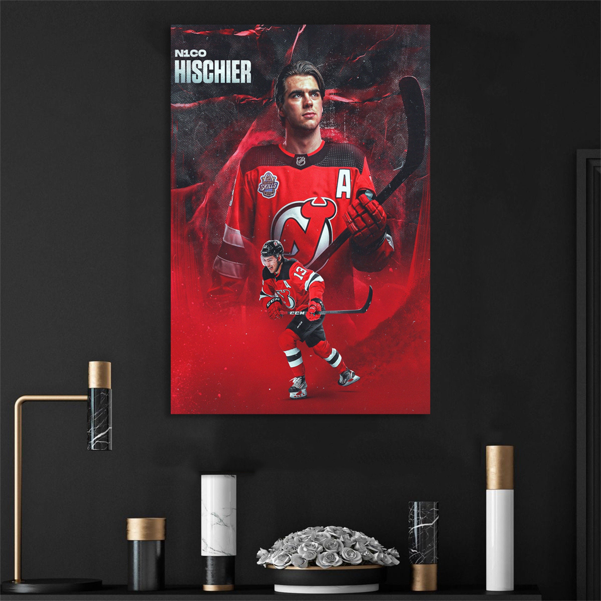 Nico Hischier Poster New Jersey Devils NHL Sports Print 