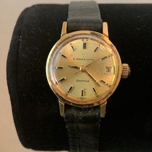 Vintage Wrist Eterna Matic Sahida, Swiss, w/18K YG frame, w