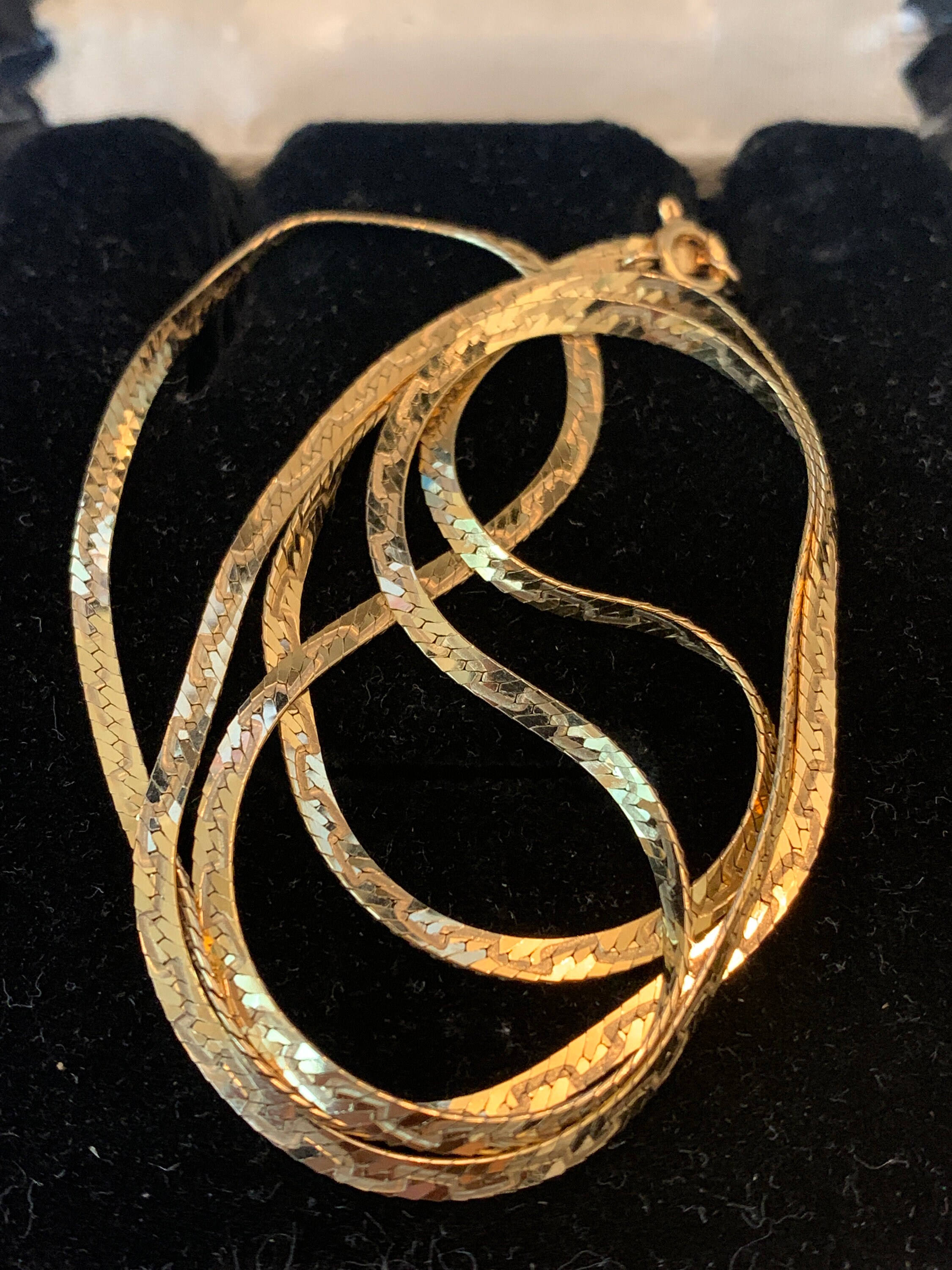 Vintage Chain. Close Enough, W/ Chain Closed Flat Links, Solid 14K 6.1g ...