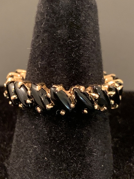 Vintage Ring. Black & Gold Wishing Though, w/16 m… - image 1