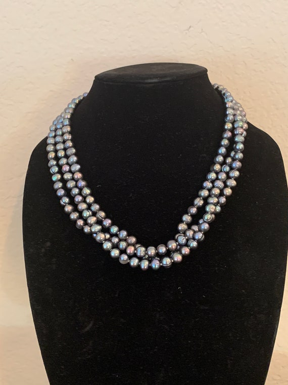 Vintage Pearl Collar Necklace. Black Natural Pearls Averages Etsy