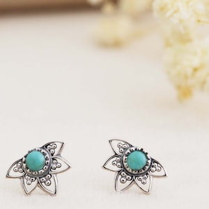 Bohemian Earrings, Stud Earring, Earrings Silver, Valentine Gift for her, Gift for her, Gift idea, Turquoise earrings