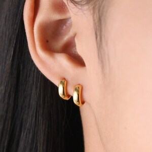 Sterling Silver Hoop Huggies: Thick Gold Plated Earrings