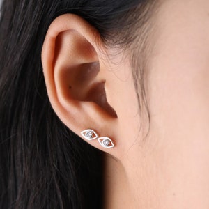 Evil Eye Earrings, Stud Earrings, Stud Earrings Silver
