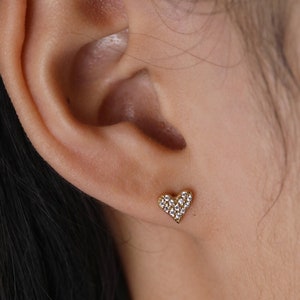 Heart Earrings, Stud Earrings, Gold Stud, Silver Stud,Valentine Gift for her, Gift for Mom, Mother's day Gift