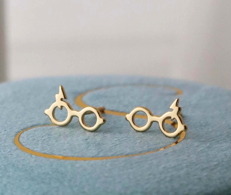 Glasses with lightning Bolt Earrings, Stud Earrings image 2