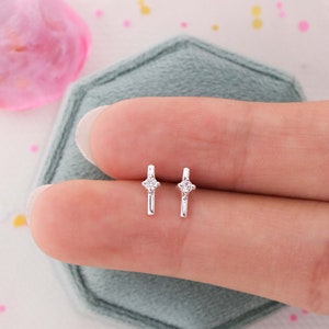 Bar Earrings, Stud Earring, Silver Earrings, Cartilage earrings