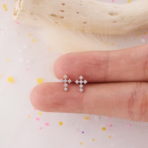 Cross earrings ,Stud Earring, Sterling Silver Earrings, Cartilage earrings, Gift for Her
