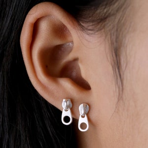 Zipper Earrings, Sterling Silver Stud Earring, Stud Earrings