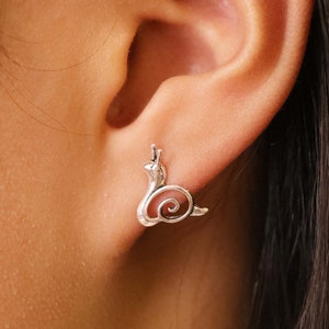 Oxidized Sterling Silver Snail Stud Earrings: Fun Jewelry