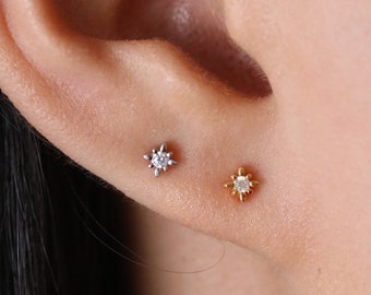 Mini Starburst Earrings, Stud Earrings, Tiny Earrings