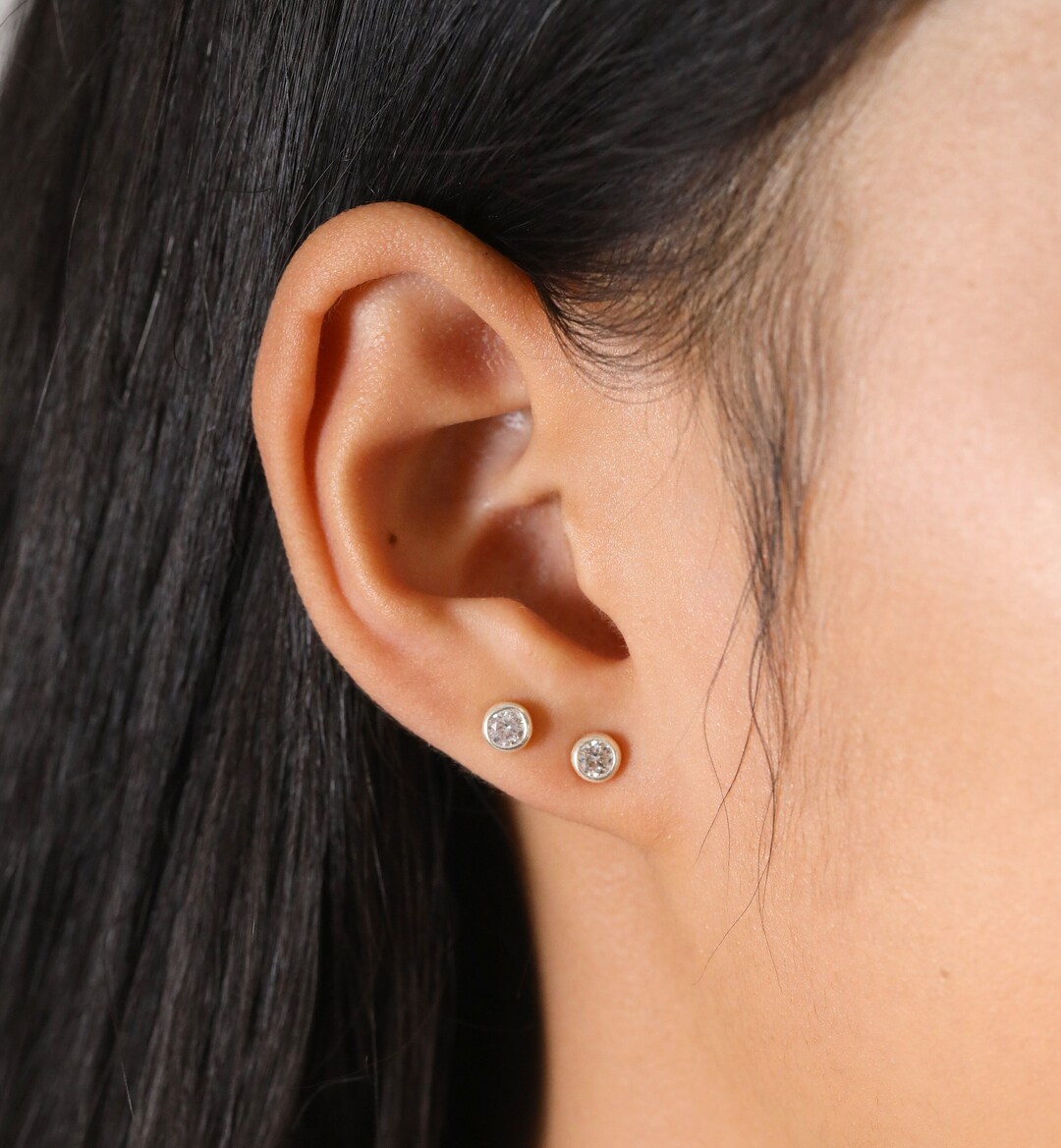 Bezel Diamond Stud Earrings In 14K Yellow Gold (2 Ctw