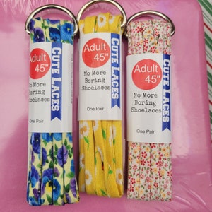 Cute Shoe Laces - Metal Tips - Adults & Kiddos - Four Lengths - Floral - Flowers - Converse Wedding