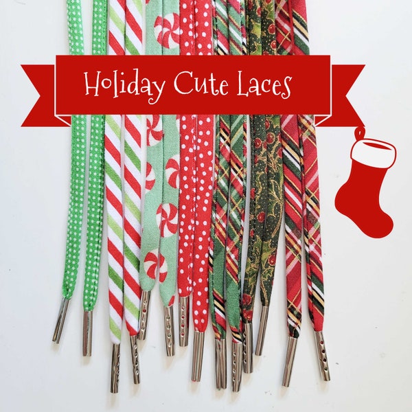 Cute Shoe Laces - Metal Tips - Adults & Kiddos - Four Lengths - Holiday shoestrings