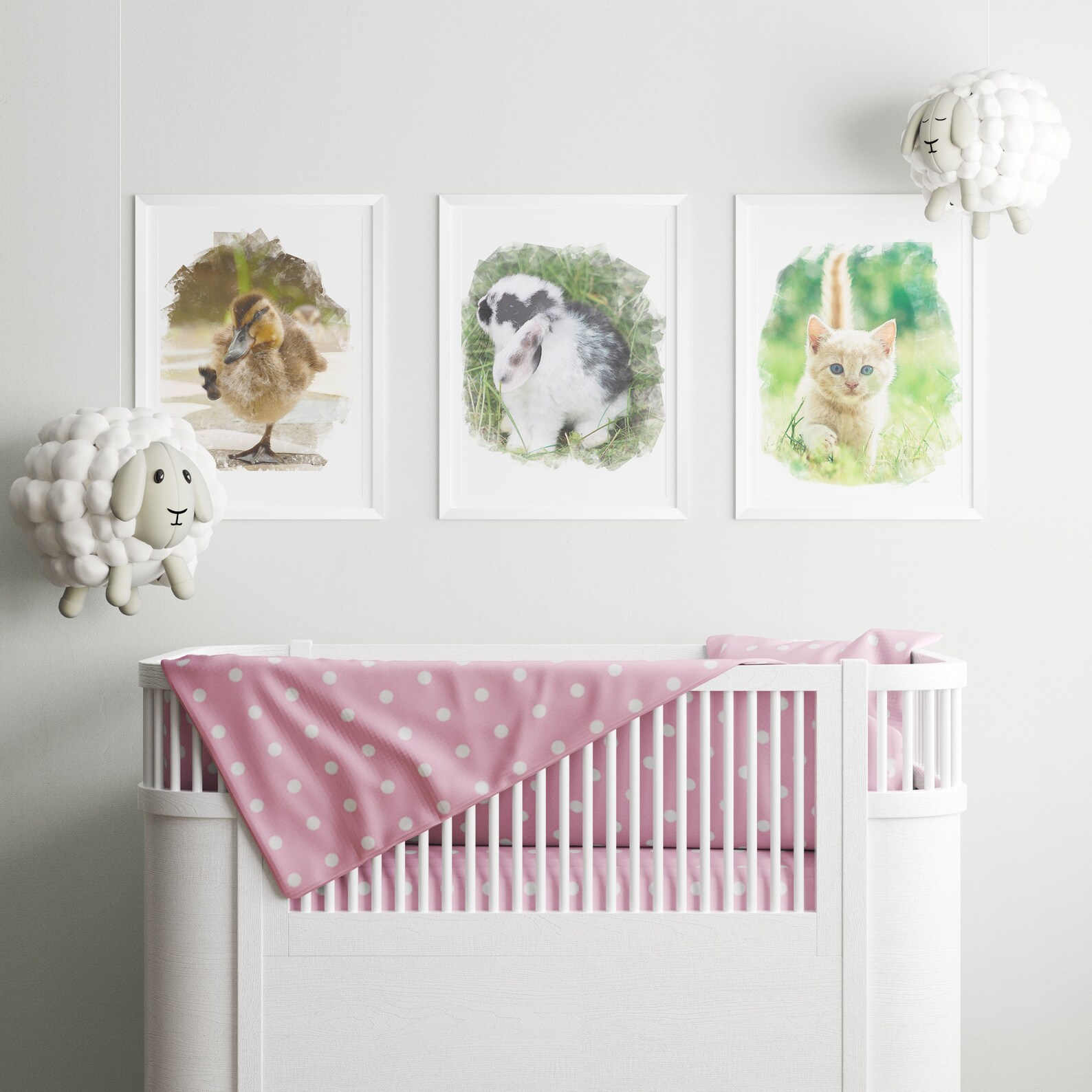 Set of 3 Baby Animals Nursery Decor Printable Wall Art Cat Etsy