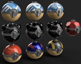 Hisuian Poke Ball 3D-modelbestandenset - 10 ontwerpen - digitale 3D-afdrukbestanden