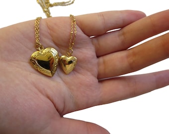 18K Gold Filled Heart Locket Necklace, Stainless Steel, Photo Pendant