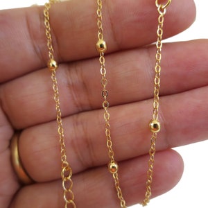 14K Gold Plated Ball Chain, Satellite Chain Dainty women&#39;s Necklace, 15&quot; -17&quot;  chocker