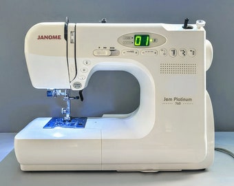 Janome Jem Platinum JP760 Ultra-Portable Computerized Sewing Machine by New Home, Fully-serviced w 2-Yr. Warranty