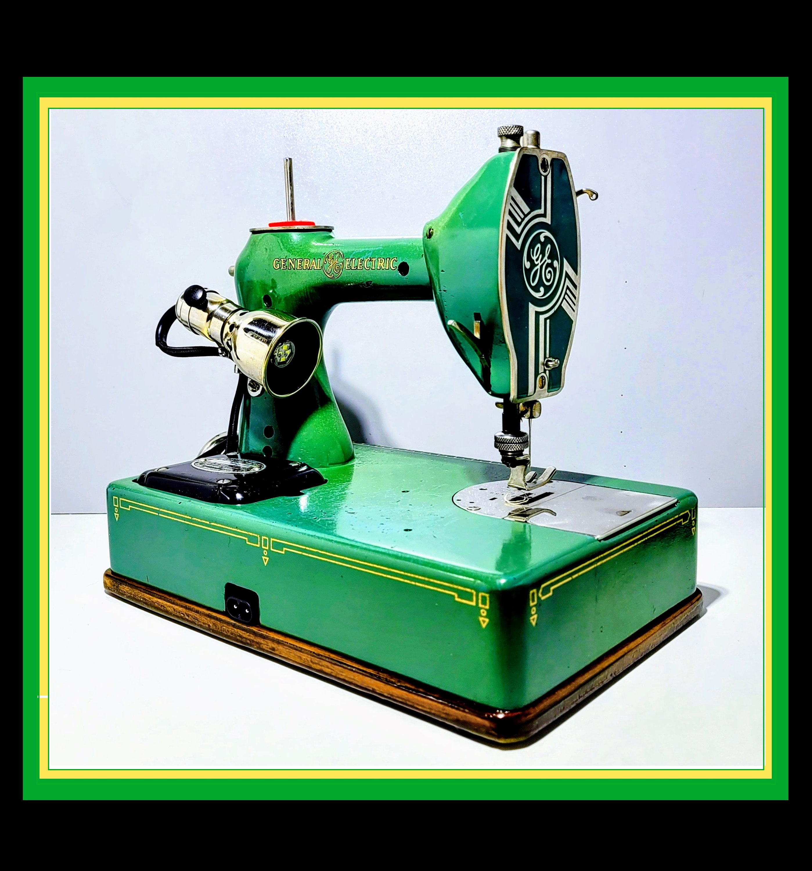 Vintage Sears Kenmore electric portable sewing machine with green