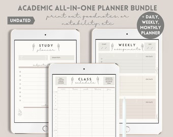 STUDENT All-In-One Undated School Academic Digital Planner- Goodnotes, Notability, iPad - Daily, Weekly, Monthly Planner 2023 [Portrait]