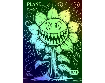 MTG - Custom FOIL Token - PLANT - Insidious Roots - Pro8eART