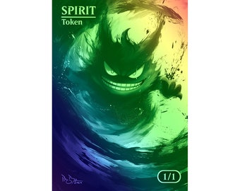 MTG - Custom FOIL Token - Spirit - Gengar - Pokemon inspired - Pro8eART