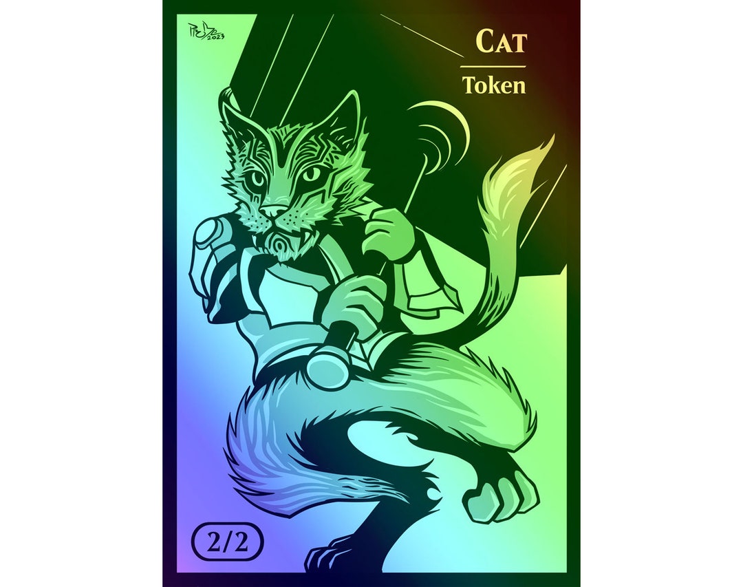 MTG - Custom FOIL Token - Cat - 2/2 - Kemba - Cathammer - Pro8eart - Etsy