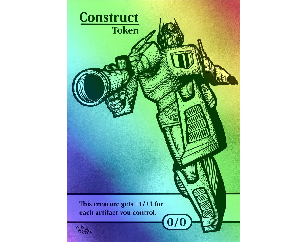 MTG - Custom FOIL Token - Urza's Saga Construct - Optimus