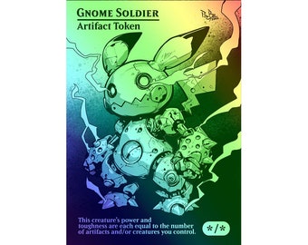 MTG - Custom foil Token - GNOME SOLDIER - Thousand Moons Smithy - Pokemon Inspired - Pro8eART