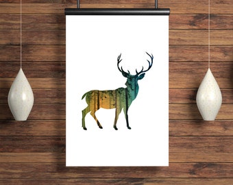 Patronus Deer's Dream Double Exposure Poster Papercut Digital Wall Art Téléchargeable Print Motivational Printable Art Gallery Wall