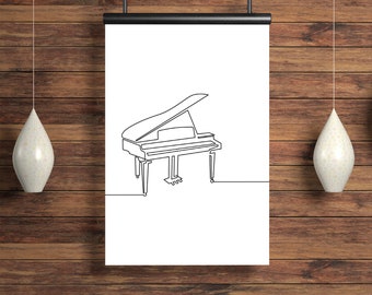 One Line Piano Poster Minimal Digital Wall Art Geometric Downloadable Print Motivational Printable Art Gallery Wall Gfit pour la chambre