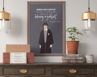 Harry P Quote Art Print, Motivational Magic Illustration (Digital Download)