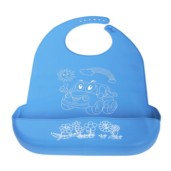 Blue Silicone Pocket Bib for Adults ABDL Car Bib ABDL Bib Waterproof Bib Adults  ABDL Silicone Bib Adult Baby Bib Special Needs Bib