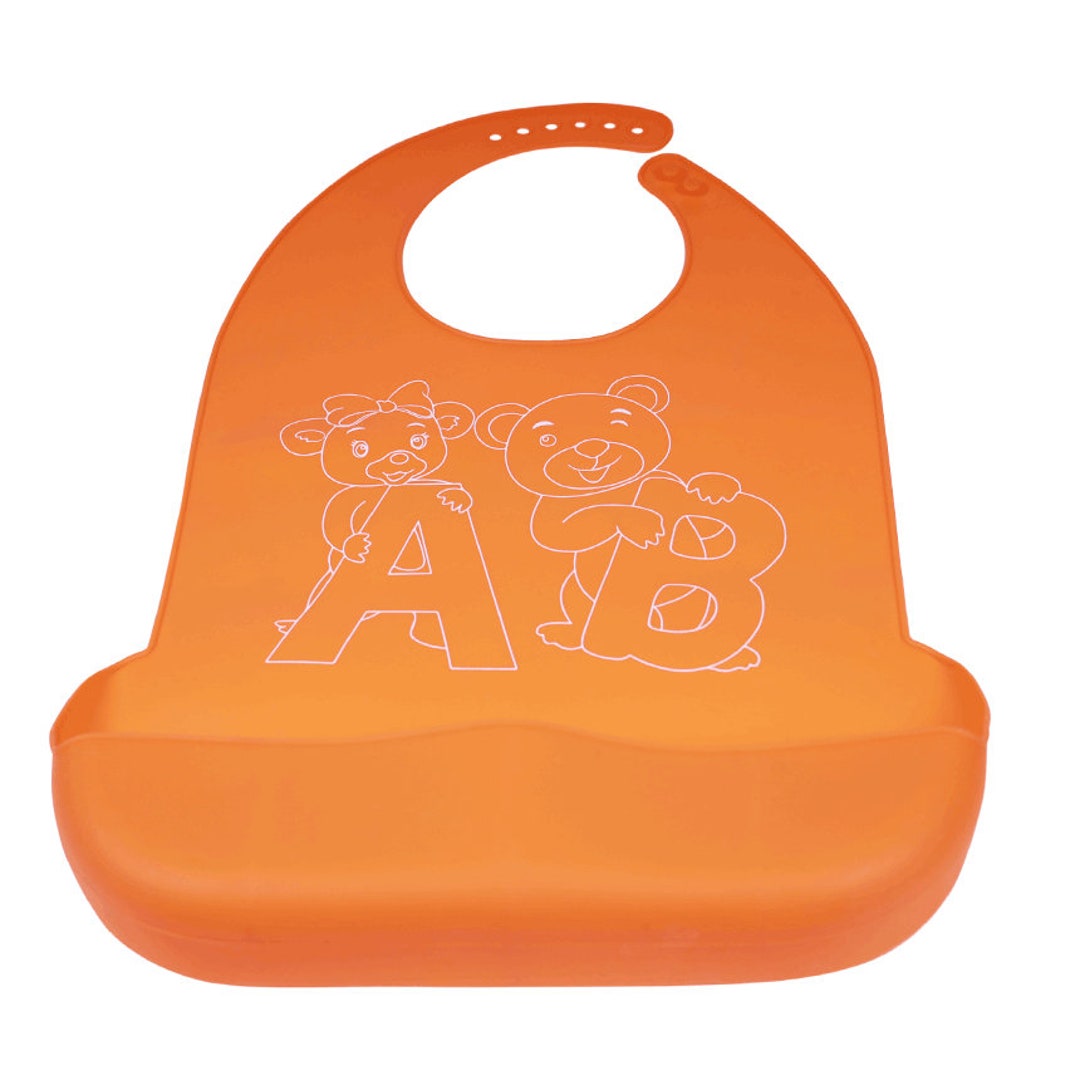 Orange Silicone Pocket Bib for Adults ABDL Bib Adult Baby Bib AB Bib