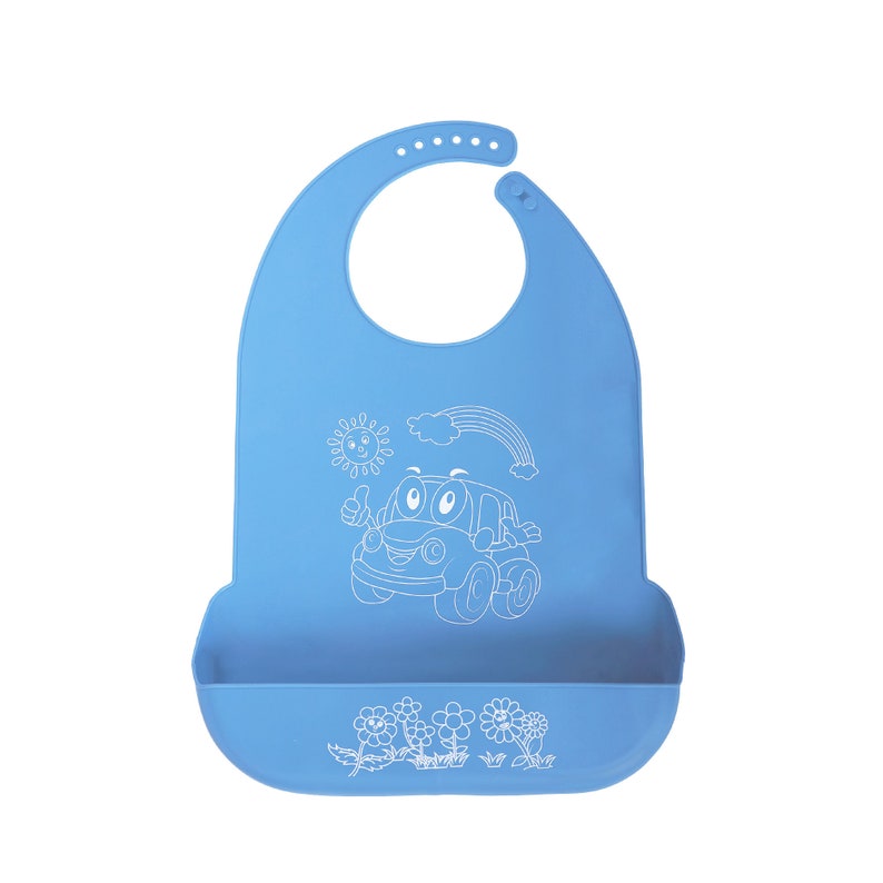 Blue Silicone Pocket Bib for Adults ABDL Car Bib ABDL Bib Waterproof